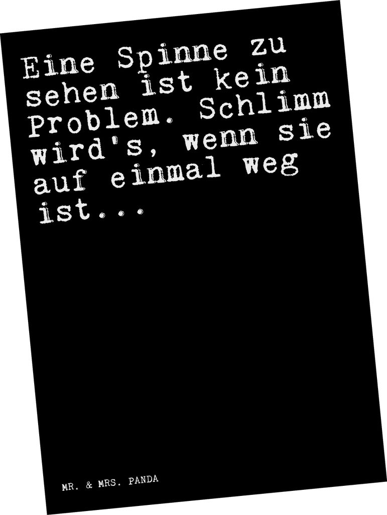 Mr. & Mrs. Panda Postkarte Eine Spinne zu sehen... - Schwarz - Geschenk, Ansichtskarte, Grußkarte, Sprüche, Mama, bildkarte, Freundin, Mutter, Sp...