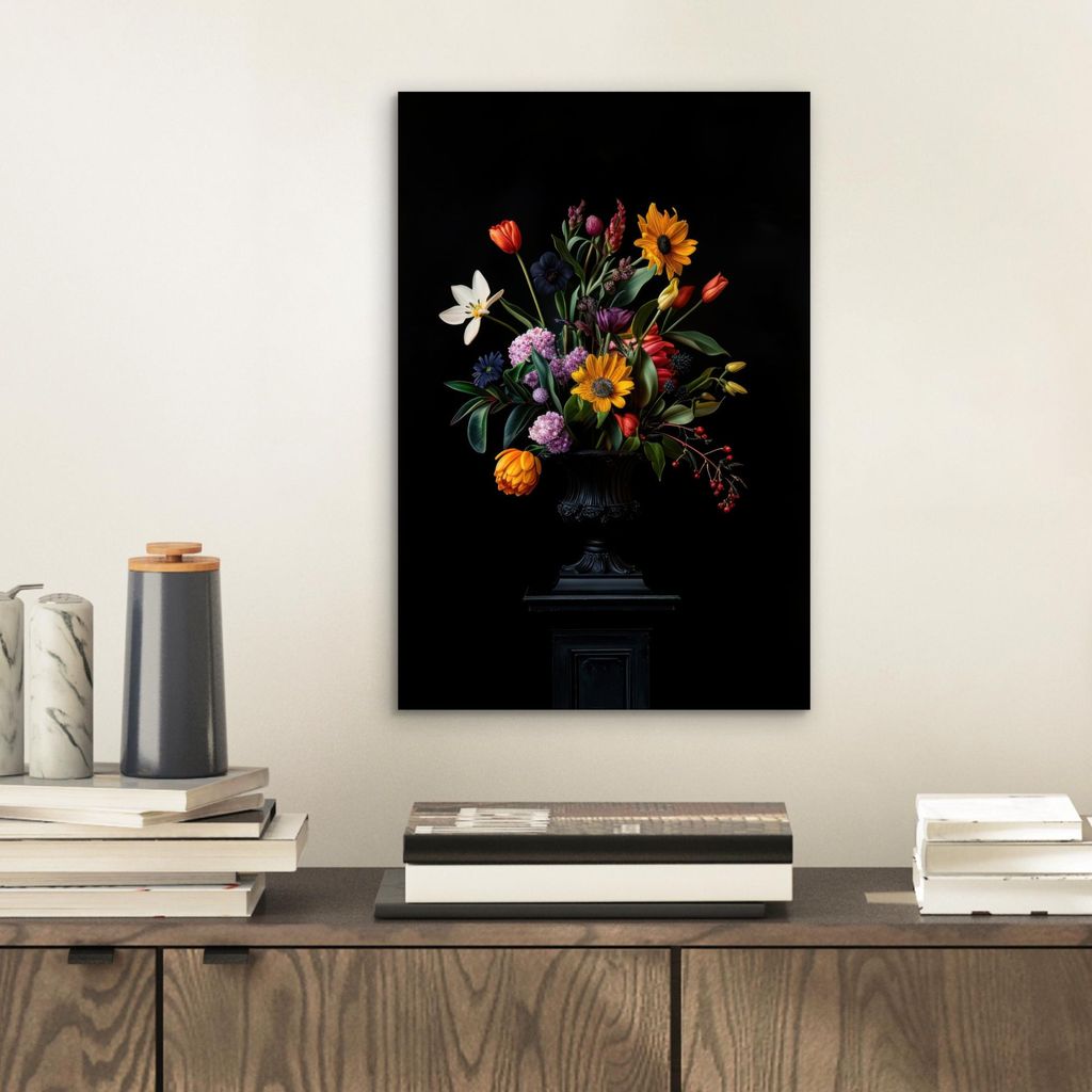 MuchoWow Wanddekoration Metall Metallbild Wandkunst 20x30 cm Sonnenblumen - Blumenstrauß - Bunt MuchoWow Aluminium Gemälde - Alu Dibond Bild