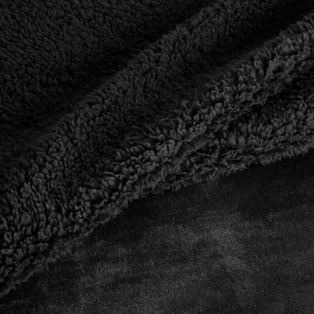 Couverture canapé TEDY noire 150x200 - Plaid texture bouclée douce - 5
