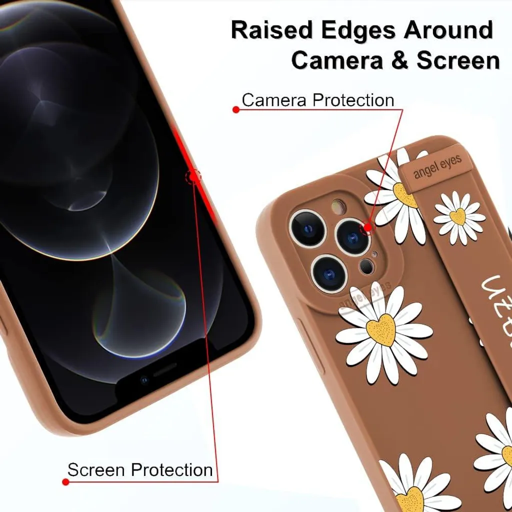 Housse iPhone 12 Pro Max silicone marron fleurie - Coque souple 6,7" - 4