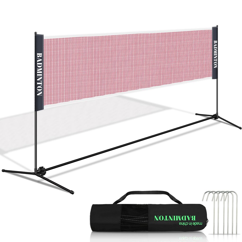 TolleTour Badmintonnetz Set, Faltbares Tennisnetz, Volleyballnetz mit Transporttasche, Höhenverstellbar, Indoor & Outdoor, Höhen 93-155 cm, 510 cm