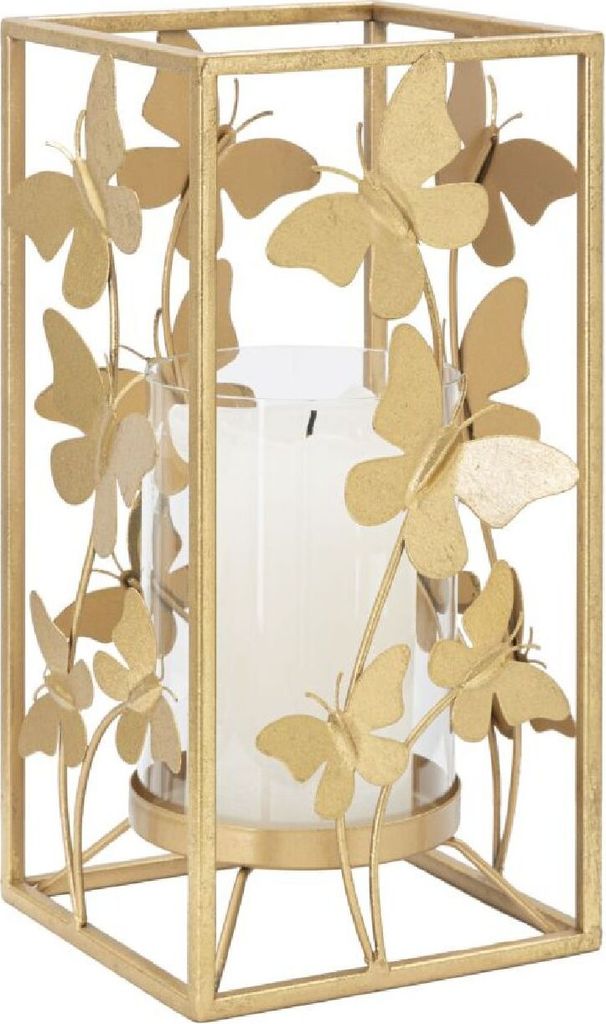Mauro Ferretti Kerzenhalter Schmetterling goldfarben 14x14x29 cm