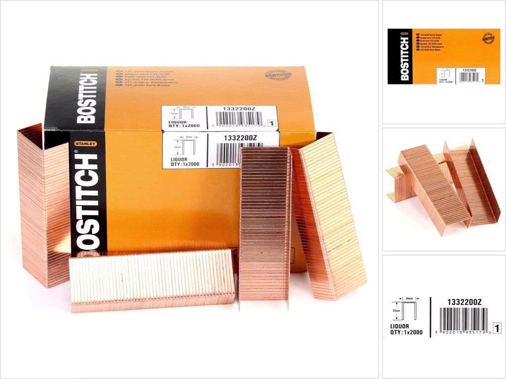 BOSTITCH Heftklammern 22 mm Galva – Box mit 2000 Stück – Produktbild 
