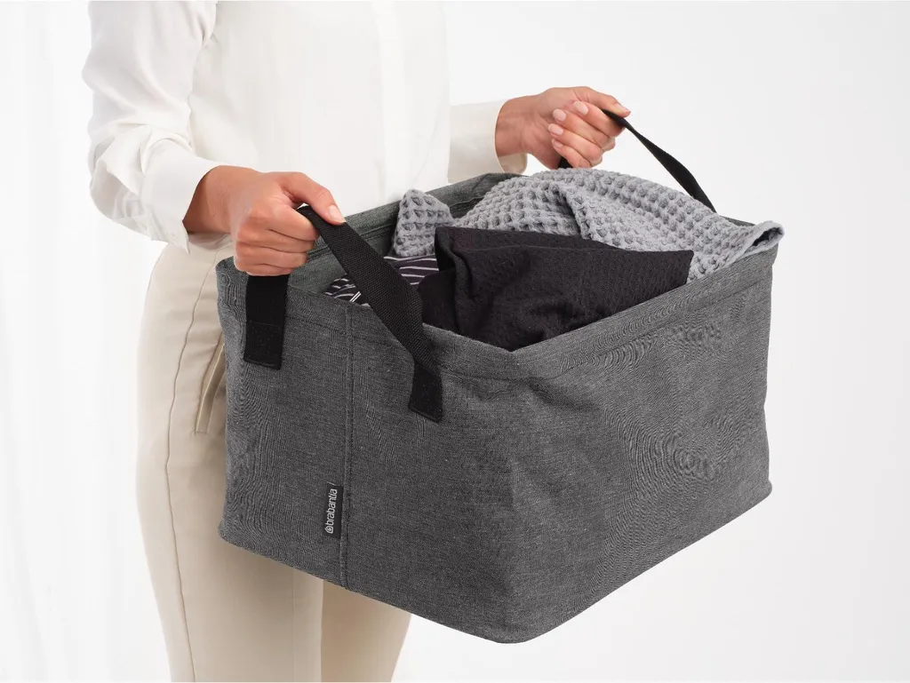Panier à linge 35L pliable et compact - Bac à linge robuste en noir - 3