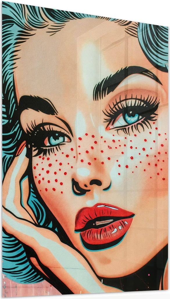 Glasbild 60x90cm in XXL für Wohnzimmer, Schlafzimmer Motiv Pop Art Porträt