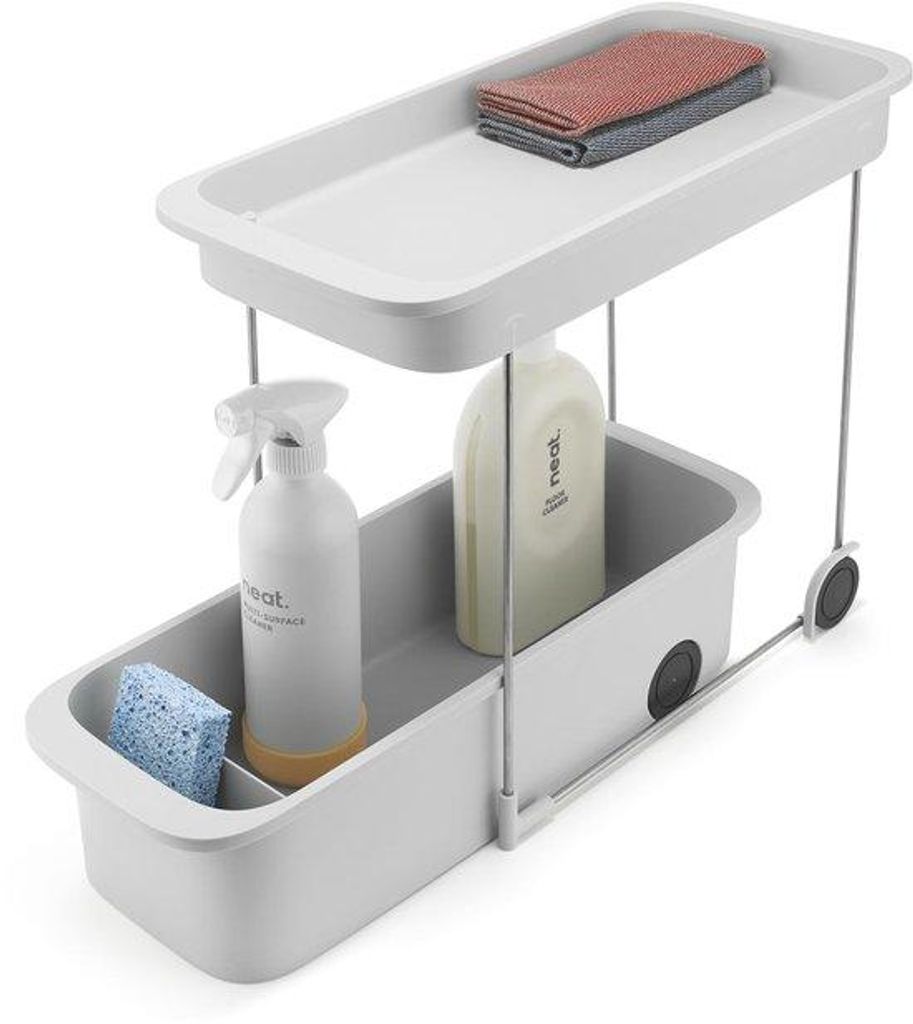 Unyqoos Doppeldecker-Küchenwagen mit Rädern und praktischen Stauraum unter der Spüle