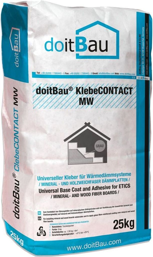 24x KlebeCONTACT MW 25kg Profi Armierungsmörtel Steinwolle Dämmung Fassade Dämmplattenkleber WDVS Mineralwolle Holzfaser Putzträgerplatte faser...