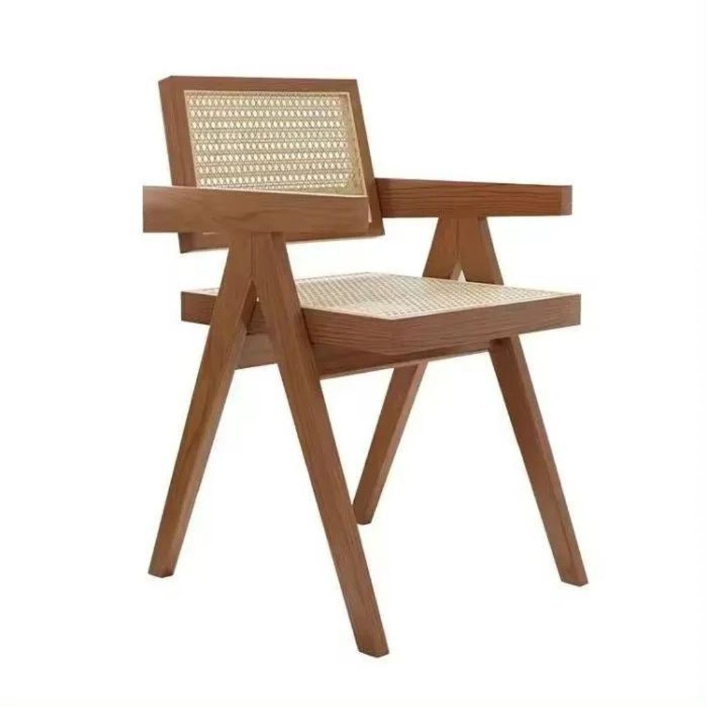 Esszimmerstuhl Rattanstuhl Holz Sitzhöhe 47 cm RI29 braun Produktbild 