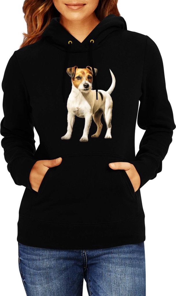 Damen Kapuzenpullover Dogs Breeds Russell Terrier Dog Breed 006, Lady S / Schwarz
