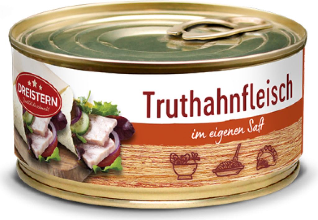 Dreistern Truthahnfleisch mit eigenen Saft in der Ringpull Produktbild 