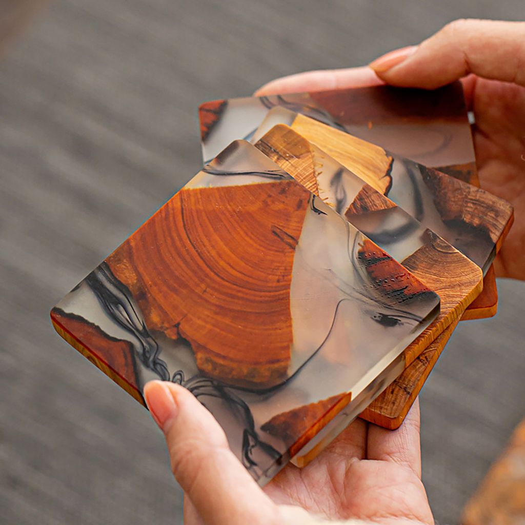 Tea Coaster Japanischer Stil guter Wärmeisolierung Natures Holzharzbecher Kreativdichtung für Teezeremonie