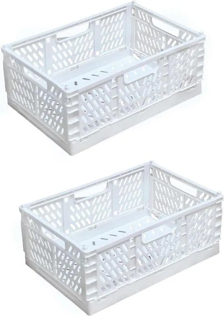 Panier de rangement pliable blanc 30x20x12 cm en plastique résistant