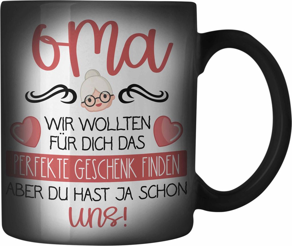 Trendation - Beste Oma Geschenk Farbwechsel Zauber-Tasse Geburtstagsgeschenk Enkel Geschenkideen Lustig Geburtstag (Schwarz)