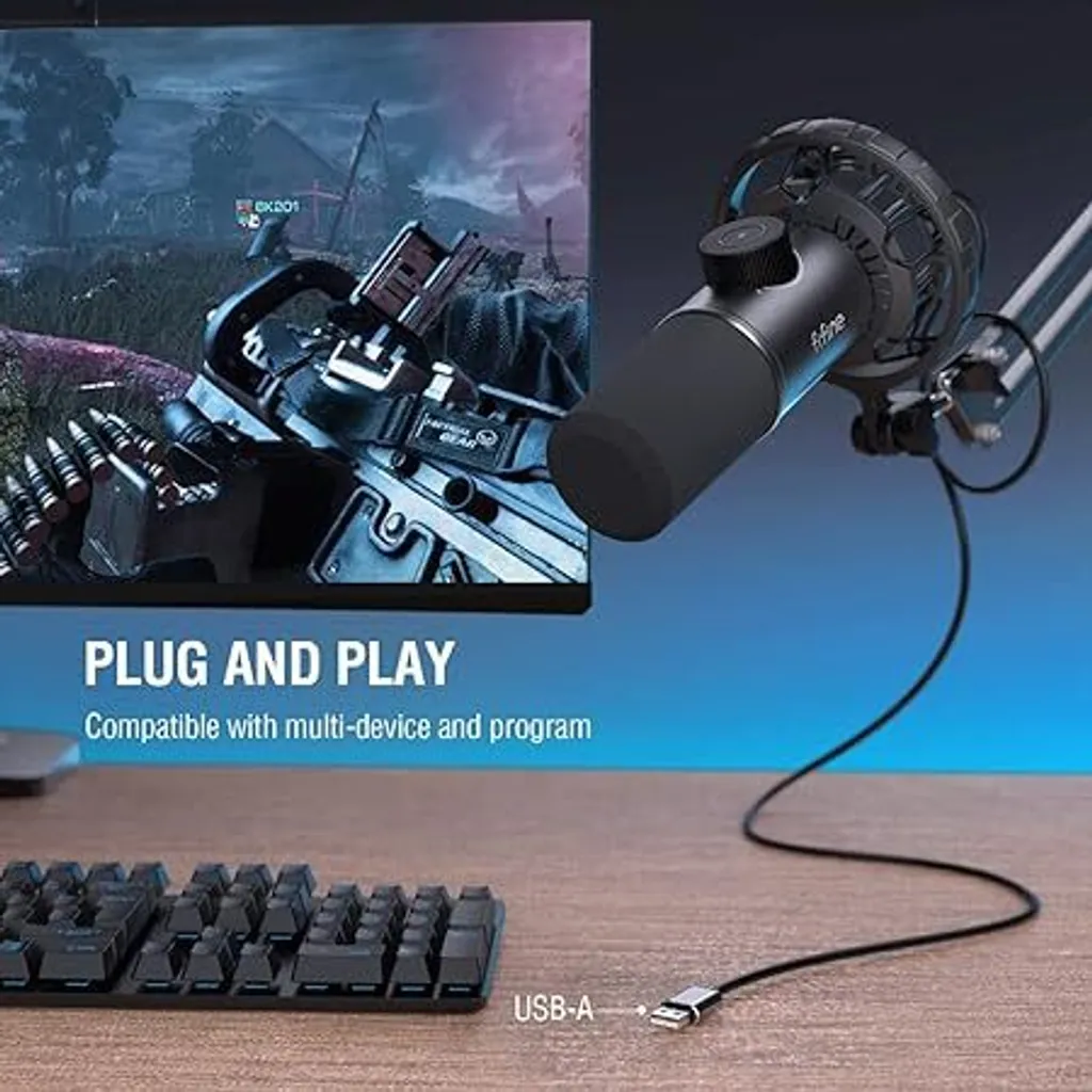 Microphone pour Streaming et Discord avec Réduction de Bruit et Sortie Jack