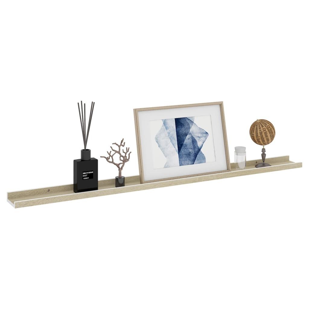"im Sonderangebot"Wandregal, 2er Set,bis zu 10 kg - Schweberegal schlichte Design - Hängeregal - Weiß und Sonoma-Eiche 115x9x3 cm DEMöbel 5233965