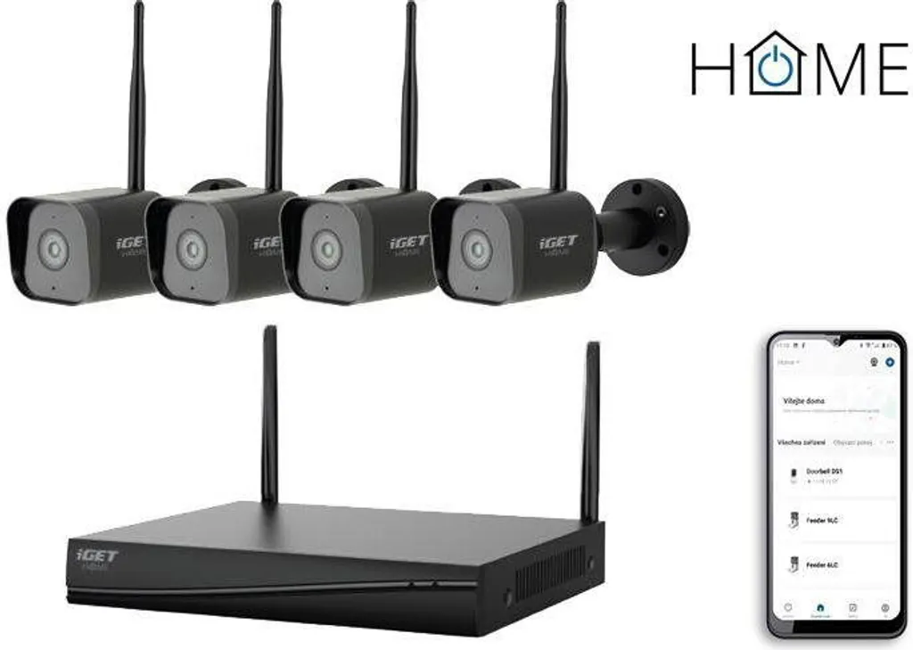 iGET HOME N4C4 Sécurisez votre Propriété avec ce Kit Wi-Fi 2K+ Complet