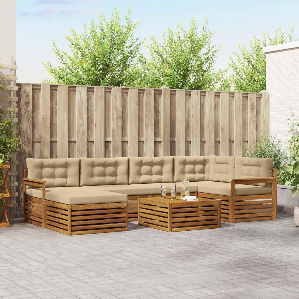 "im Sonderangebot"Outdoor-Sofagarnitur - CLORIS - Balkonmöbe/Sitzgruppe - mit Kissen 7 pcs - Moderne Design - Natur und Beige - Gartensofas Promot...