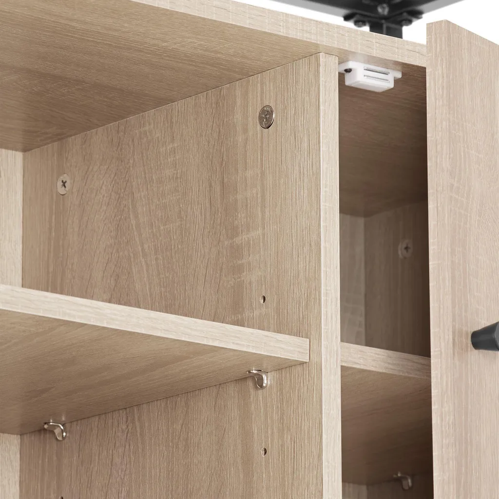 Buffet Bas de Rangement en Bois Clair et Métal - Modèle Oldham 100 cm - 8