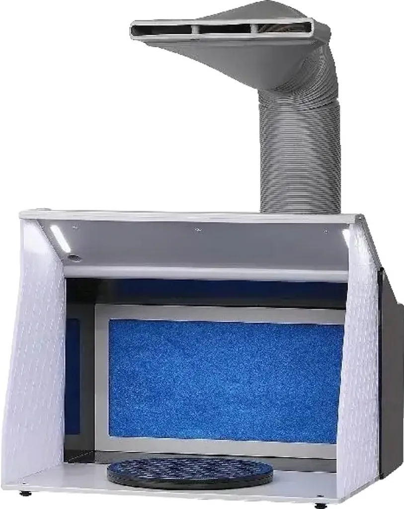 Cabine Airbrush anti-odeur double ventilateur 4 LED Plateau rotatif