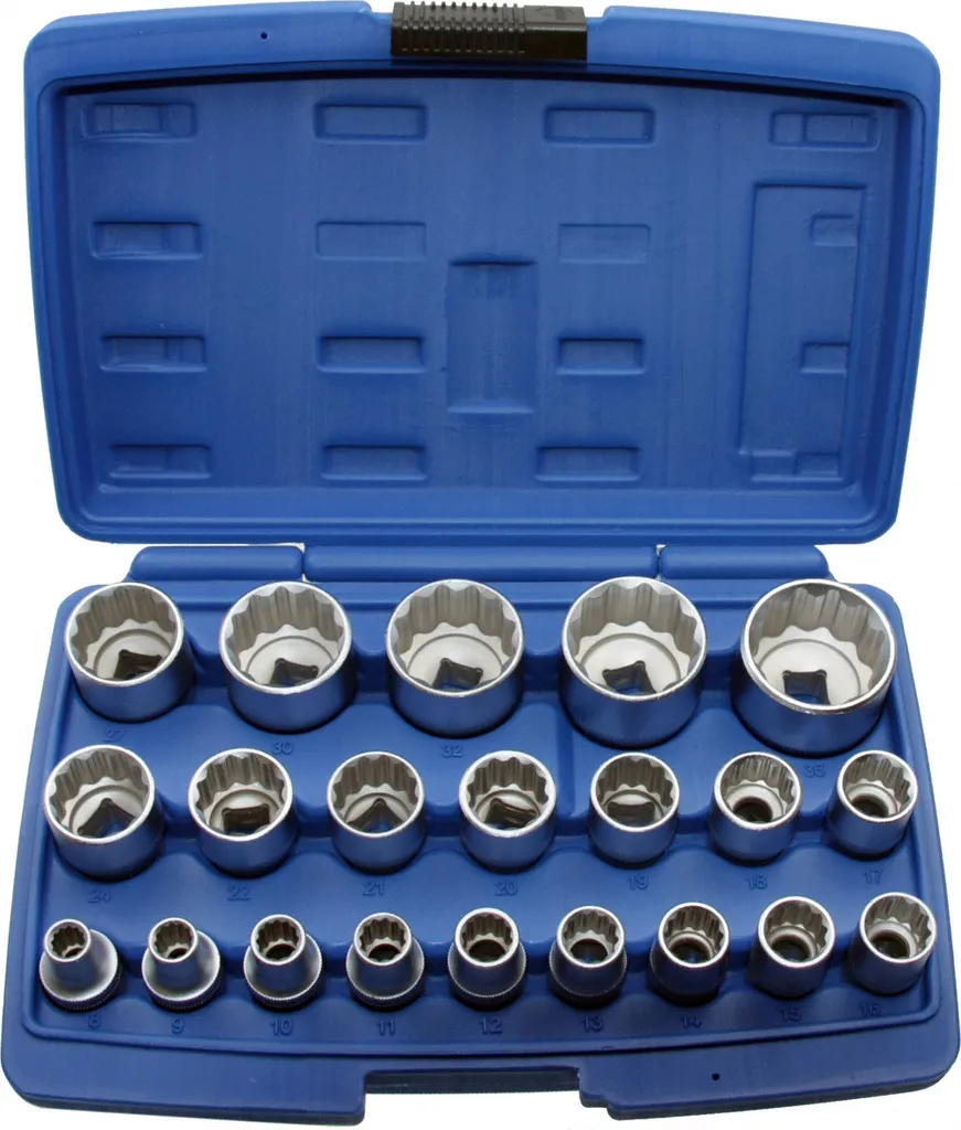 Coffret de douilles cannelées 1/2 pouce 21 pièces pour mécanique auto