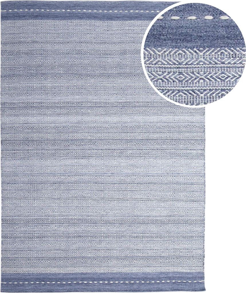 AXI Rhodos Outdoor-Teppich, Blau, Rechteckig | Gartenteppich für kleine Sitzbereiche / Bistro-Set | Außenteppich für Garten / Balkon / Terrasse ...