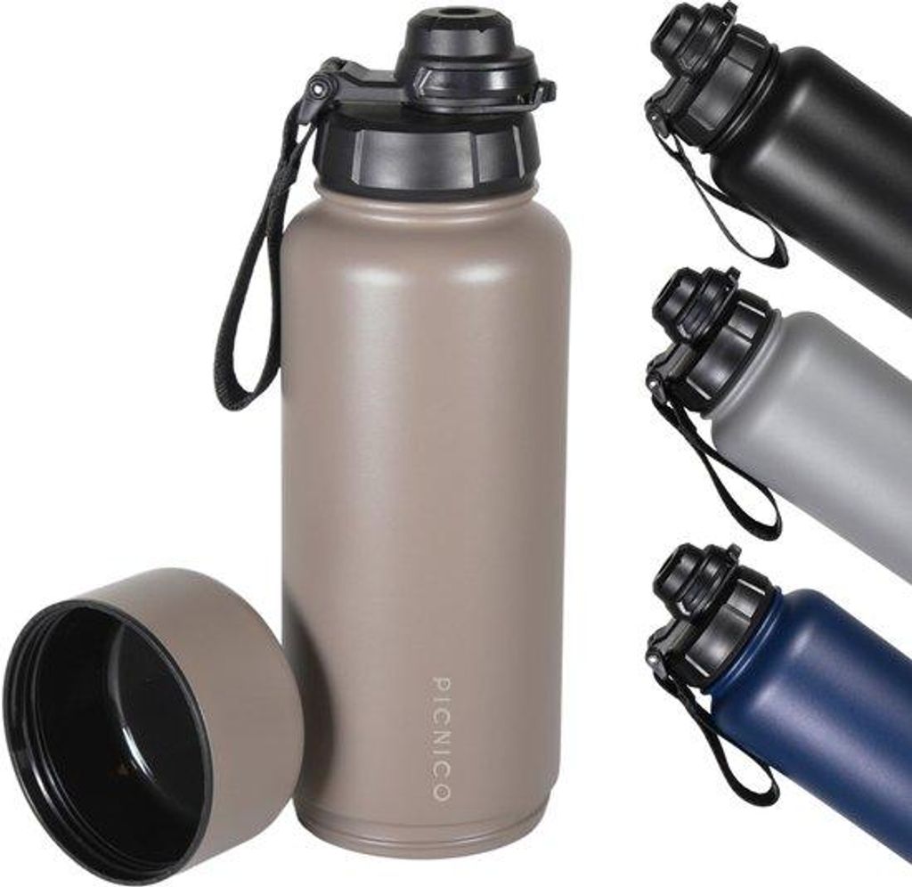 Hydrationsflasche 1 Liter Edelstahl | BPA-frei | Outdoor-Sport | Aufbewahrungsbeutel mit Drehmechanismus | 32 oz + 8 oz | 1000 ml Thermosflasche | ...