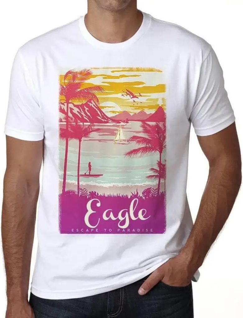 Herren Grafik T-Shirt Die Flucht der Adler ins Paradies – Eagle Escape To Paradise – Öko-Verantwortlich Vintage Jahrgang Kurzarm Lustige Druck