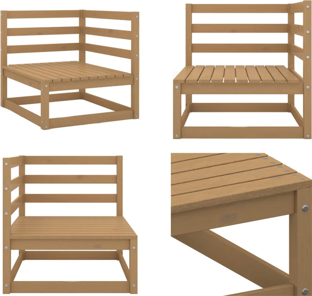 vidaXL Divano Angolare da Giardino Marrone Miele - Legno Pino per Famiglia