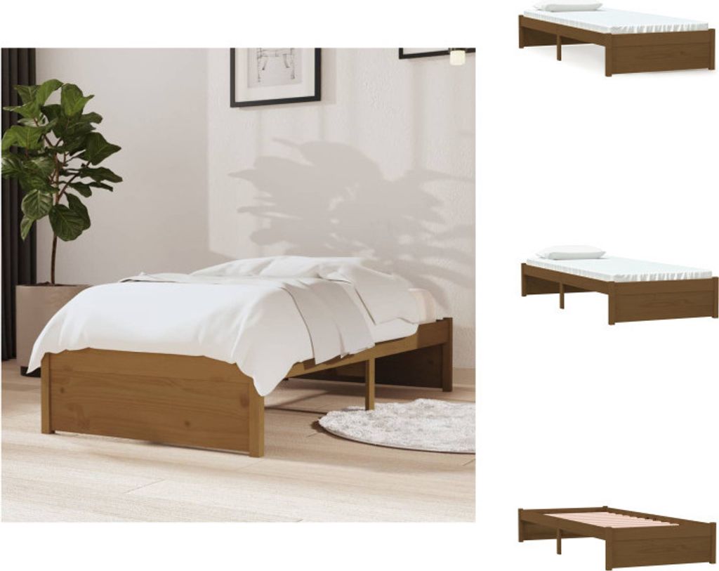 vidaXL Massivholzbett Honigbraun 75x190 cm - Betten & Bettgestelle