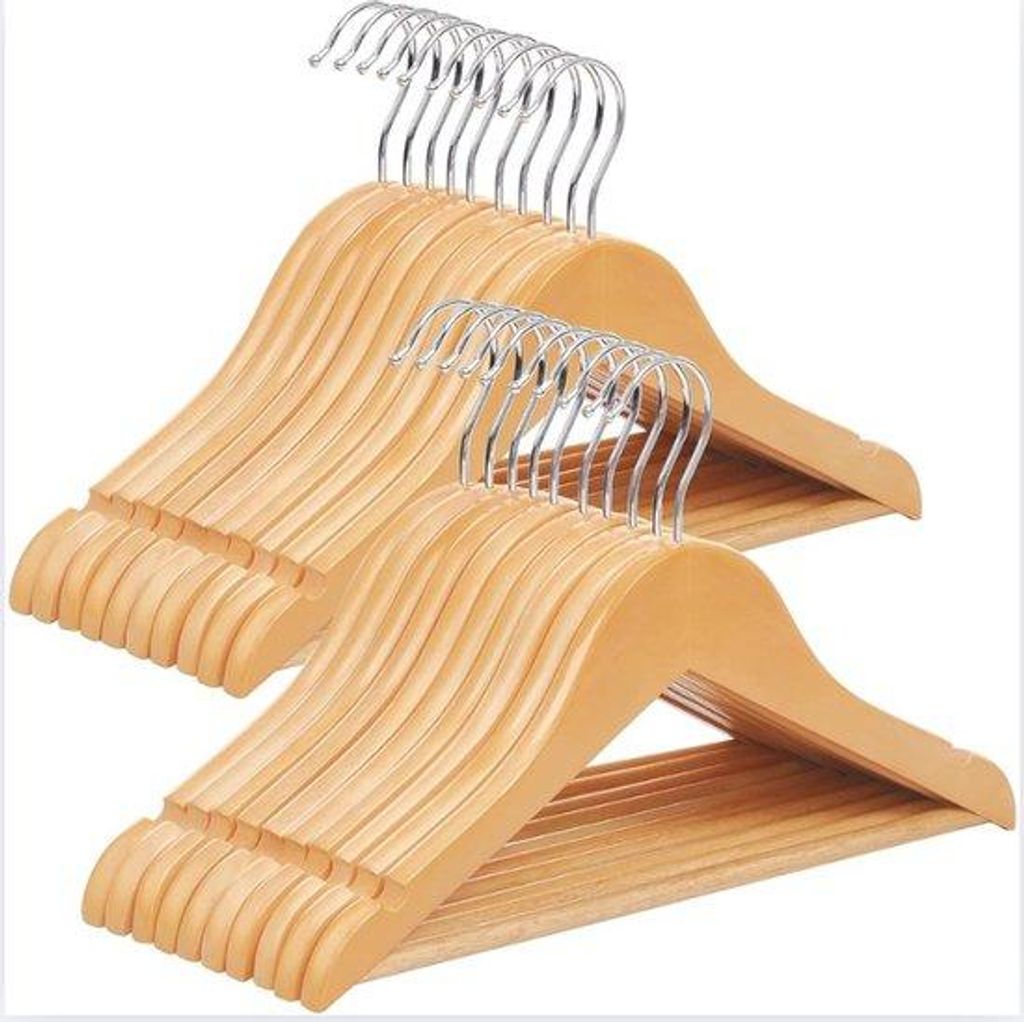 Tringles à vêtements pour enfants en bois massif, lot de Image du produit 