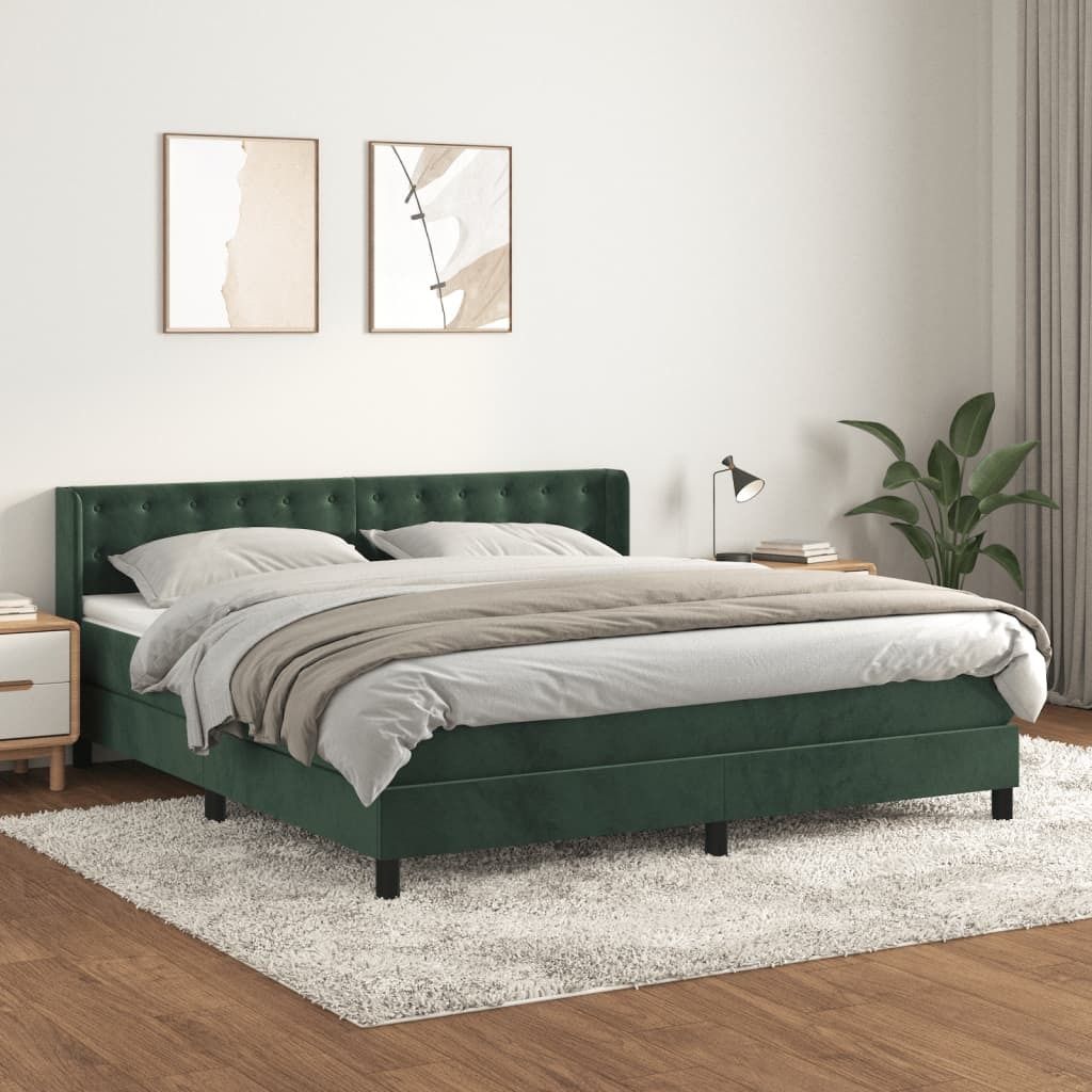 Maison Exclusive - Boxspringbett mit Matratze Dunkelgrün 180x200 cm Samt