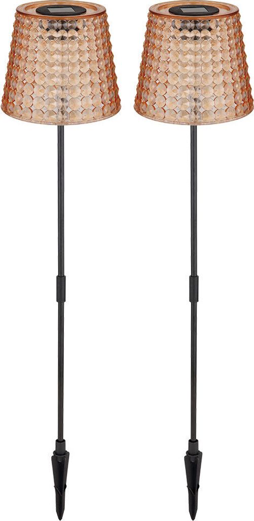 2er Set LED Solarleuchte, Erdspieß, Kunststoff amber, H 60cm
