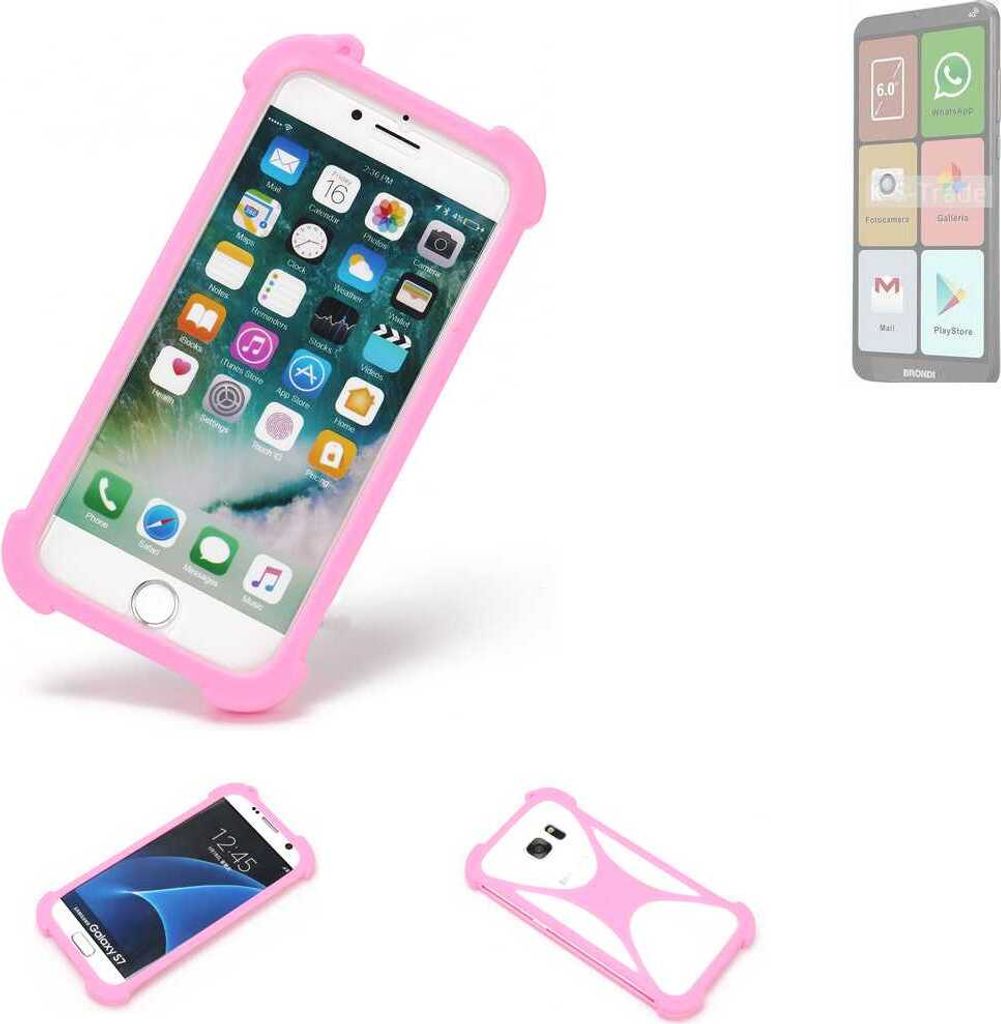 K-S-Trade Handy Hülle kompatibel mit Brondi Amico Smartphone XL Nero Schutz Hülle Bumper Silikon Schutz Hülle Cover Case Silikoncase Silikonbumper