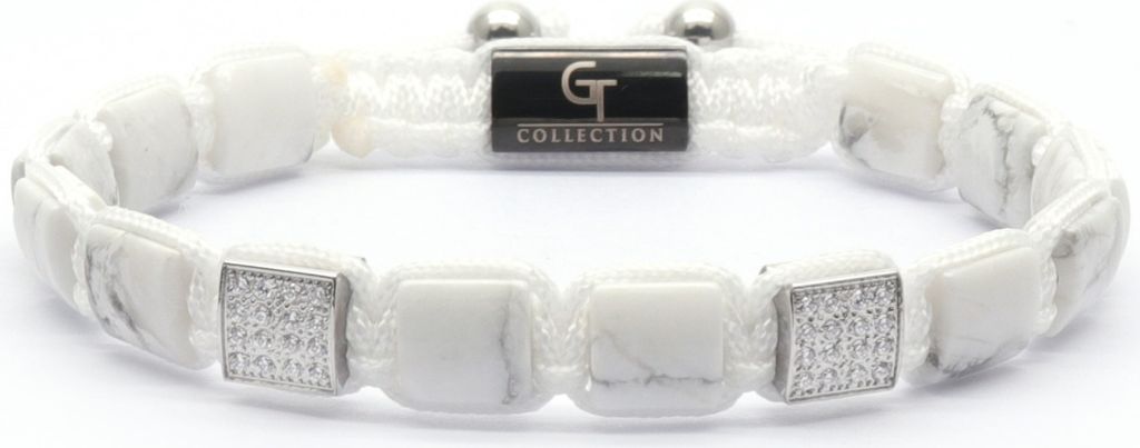 GT Collection | Flat-Bead Armband Herren mit Energie Steine, mit Verstellabarer Kordel und Geschenkschachtel