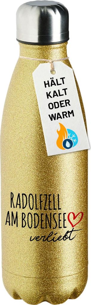 Huuraa Trinkflasche Radolfzell am Bodensee verliebt 500ml Gold Edelstahl Wasserflasche Trinkflasche Geschenkidee