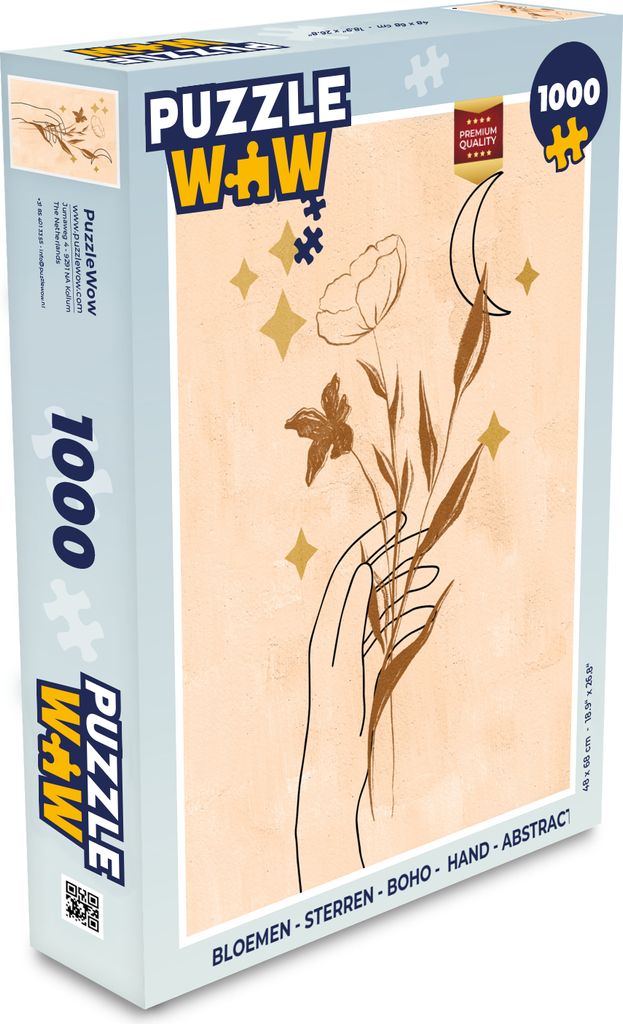 MuchoWow Puzzle 1000 Teile Blumen - Sterne - Boho - Hand - Abstrakt - Spielzeug - Alt und Jung - Spiele - Puzzeln