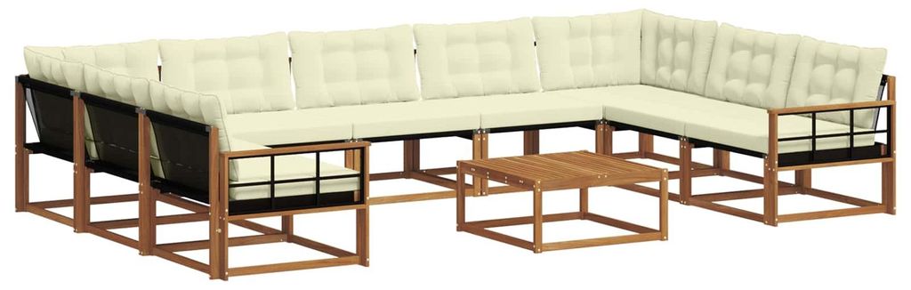 vidaXL Outdoor-Sofagarnitur mit Kissen 10 pcs Natur und Creme