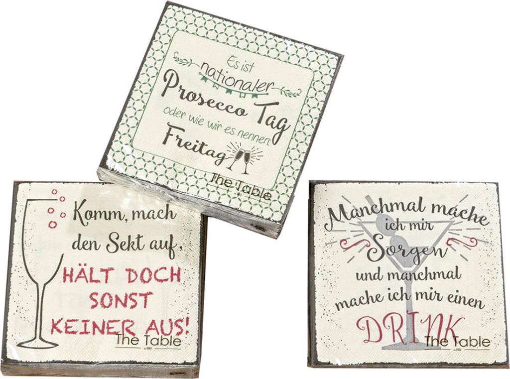 BOLTZE Cocktail-Serviette Drink 3fach sortiert 25x25 cm