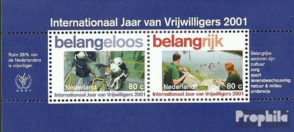 Briefmarken Niederlande 2001 Mi Block69 (kompl.Ausg.) postfrisch Ehrenamt
