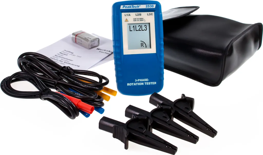 Testeur de Champ Tournant pour Moteurs Triphasés PeakTech 2530 Pro