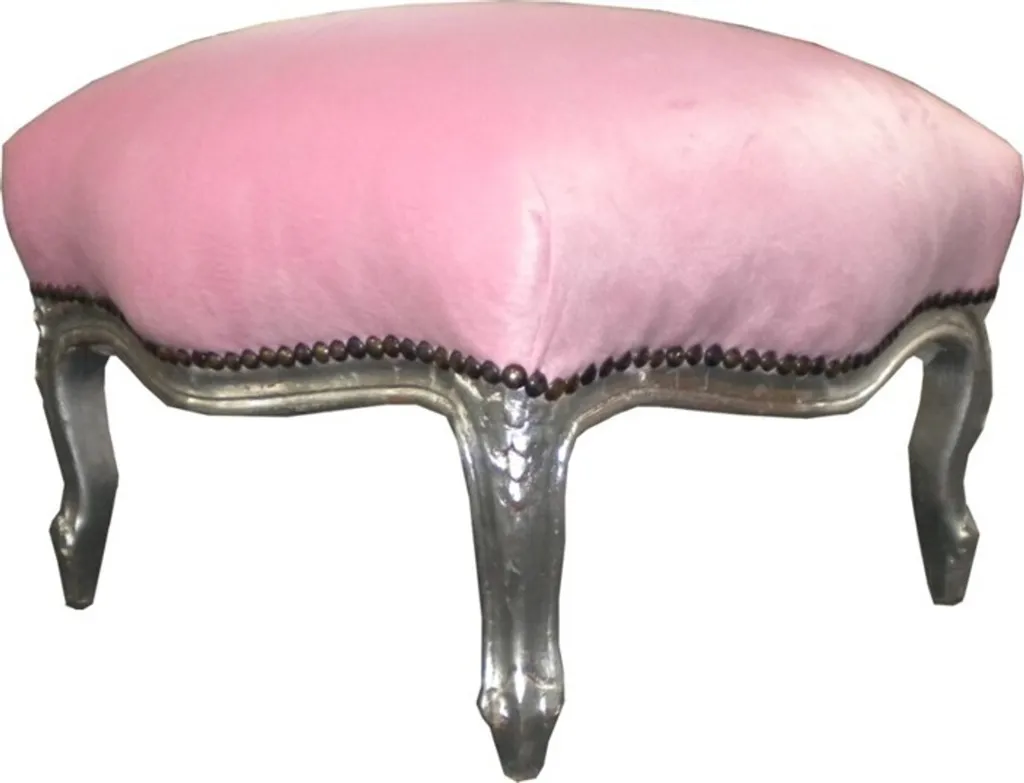 Tabouret de coiffeuse baroque rose et argent - Siège d'appoint chic - 2