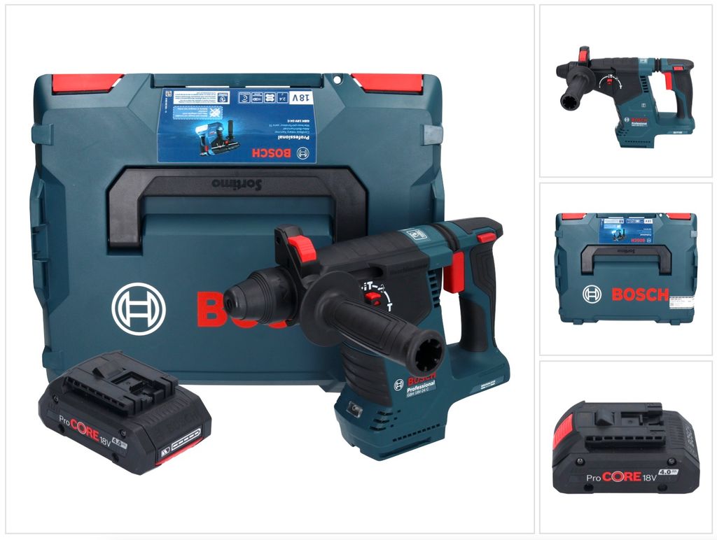 Bosch GBH 18V-24 C Professional Akku Bohrhammer 18 V 2,4 J Brushless SDS plus + 1x ProCORE Akku 4,0 Ah + L-BOXX - ohne Ladegerät