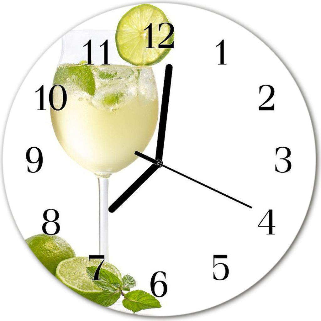 Glasuhr Wanduhr Küchenuhr Echt-Glas 30fi cm Limette grün Produktbild 