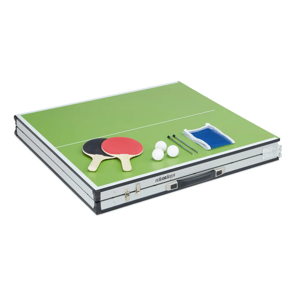 Relaxdays Table de Ping-Pong Verte avec Set de Raquettes et Filet Inclus