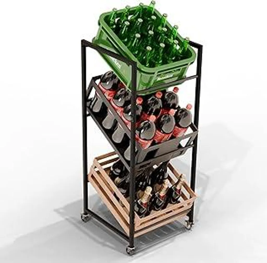 Scaffale per casse di bevande 3 casse – Scaffale stretto per casse e scaffale per bevande, scaffale per casse d'acqua, scaffale per casse di birra, supporto per casse di bevande e scaffale per provviste con sistema di organizzazione 115 * 50 * 33 cm - 1