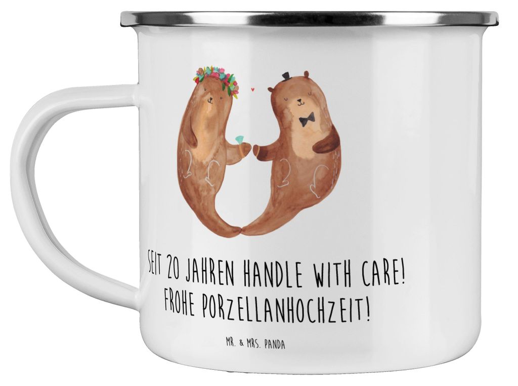 Mr. & Mrs. Panda Teetasse 20. Hochzeitstag Porzellanhochzeit - Transparent - Geschenk, Heiraten, Ehepartner, Porzellan, Ehe, Haferl, Teebecher, wan...