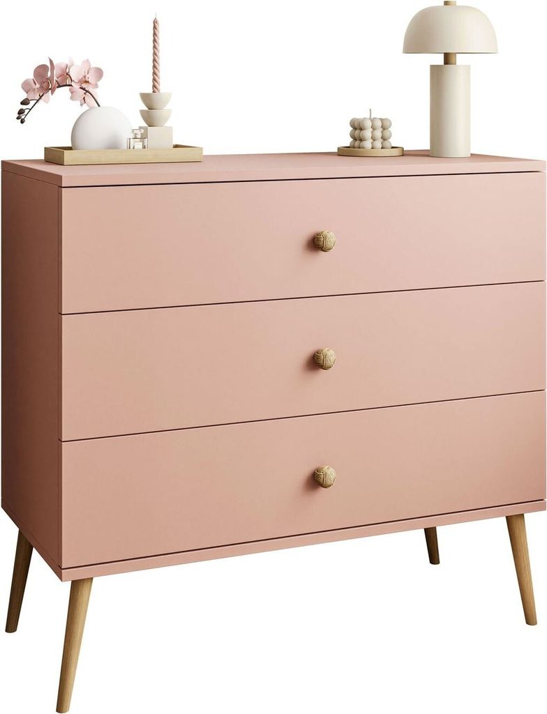 Kommode mit Schubladen HARMONY Natürlich Rosa Produktbild 
