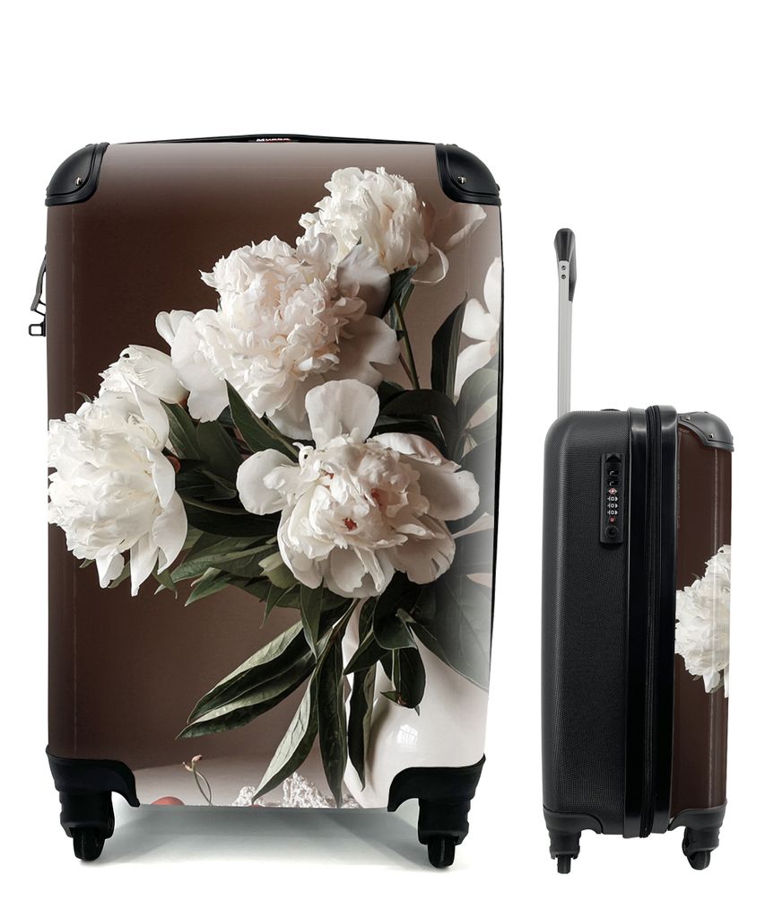 MuchoWow Koffer Handgepäck Trolley Rollkoffer Kleine Reisekoffer mit 4 Rollen - Kirschen - Stilleben - Blumen - Cabin Size < 55x40x23 cm & 55x40...