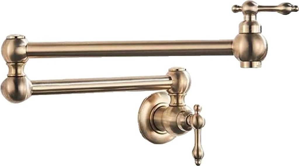 Küchenarmatur, Wandmontage, Doppelgriff, Gebürstetes Golden Produktbild 