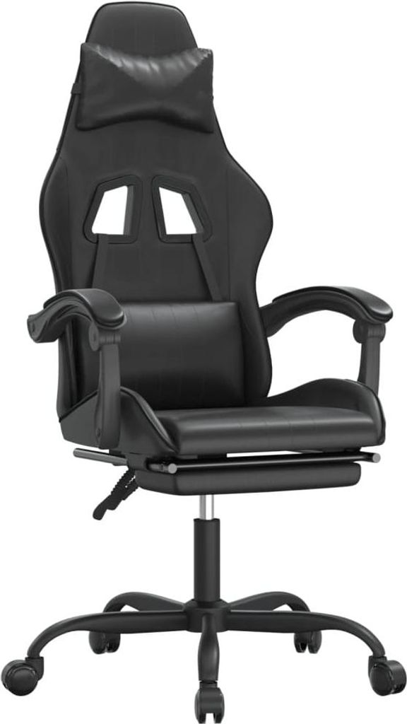 vidaXL Gaming-Stuhl mit Fußstütze Drehbar Schwarz Kunstleder